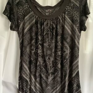 Style & Co. Black and Gray Geometric Blouse